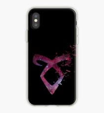 Vinilo o funda para iPhone Cazadora de sombras: runas de poder angelical con murciélagos (galaxia roja): idea de regalo