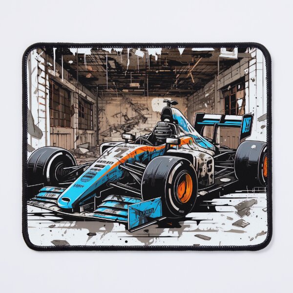 Item preview, Abandoned F1 Car In A Derelict Pit Area Aesthetic Sticker - Abandoned Place Concept Art designed and sold by liminal-concept.
