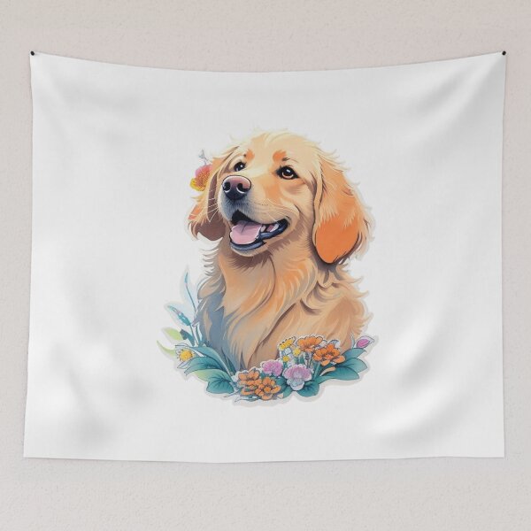Item preview, Cute Golden Retriever Dog Puppy with Watercolor Flowers  designed and sold by YourNameMatters.