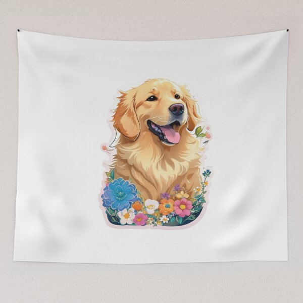 Item preview, Charming Golden Retriever Dog Puppy with Watercolor Flowers  designed and sold by YourNameMatters.