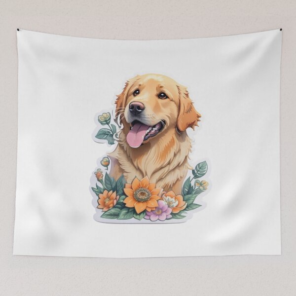 Item preview, Charming Golden Retriever Dog Puppy with Watercolor Flowers  designed and sold by YourNameMatters.