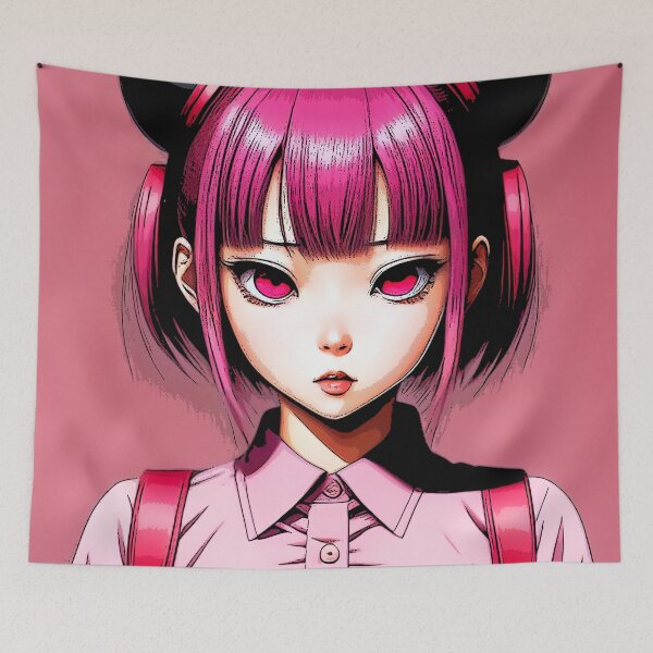 Item preview, Hot Pink Devil with Red Hair Looking At You - Pop Art designed and sold by SpartanDStore.
