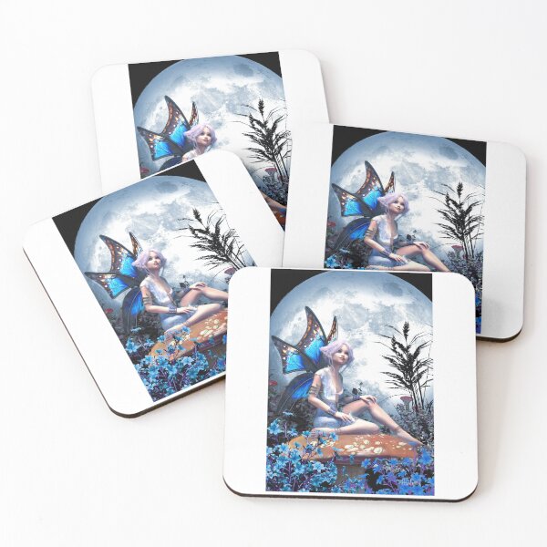 Item preview, Fairy sitting on a mushroom under the moon designed and sold by Fantasyart123.