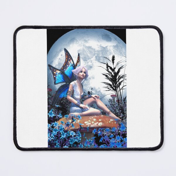 Item preview, Fairy sitting on a mushroom under the moon designed and sold by Fantasyart123.