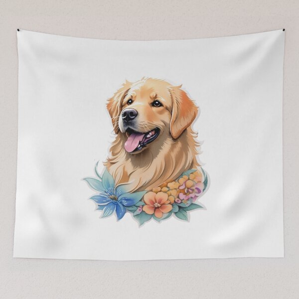 Item preview, Lovely Golden Retriever Dog Puppy with Watercolor Flowers  designed and sold by YourNameMatters.