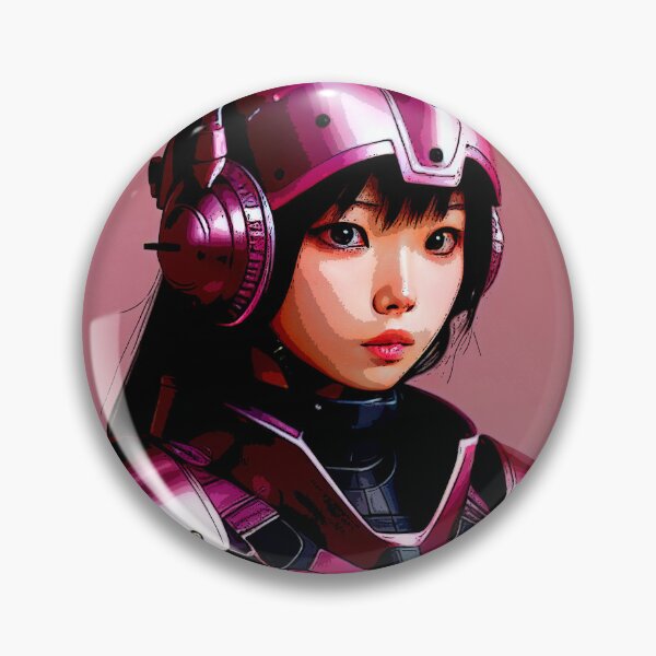 Item preview, Hot Pink Cyborg with head gear looking from her side - Pop Art designed and sold by SpartanDStore.