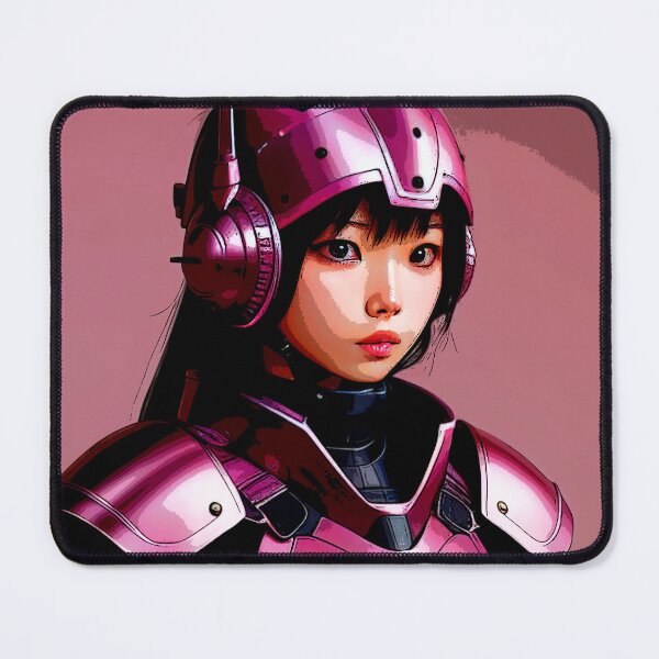 Item preview, Hot Pink Cyborg with head gear looking from her side - Pop Art designed and sold by SpartanDStore.