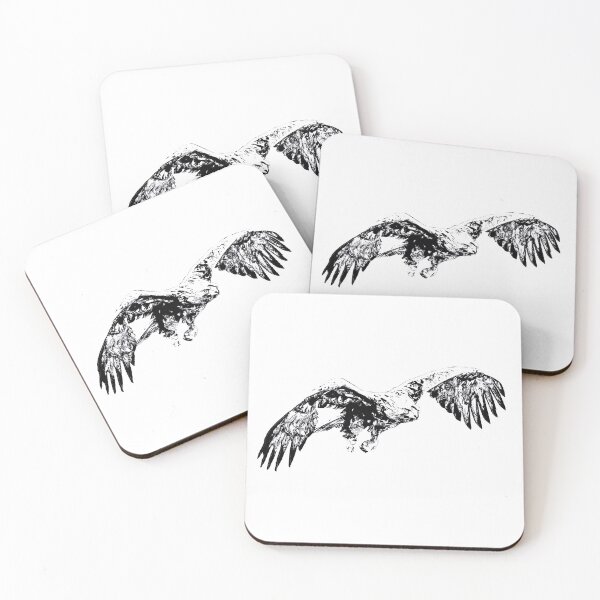Item preview, Golden Eagle in Flight - Black and White Silhouette designed and sold by rossartstudio.