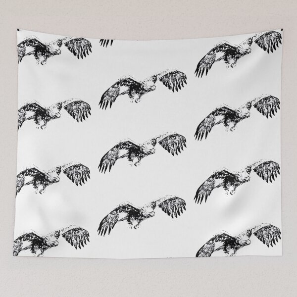 Item preview, Golden Eagle in Flight - Black and White Silhouette designed and sold by rossartstudio.