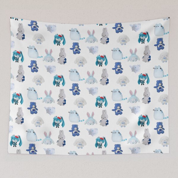 Item preview, Blue Plushie Aesthetic Sticker Pattern designed and sold by angelf0g.