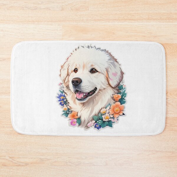 Item preview, Lovely Pyrenees Dog Puppy with Watercolor Flowers  designed and sold by YourNameMatters.