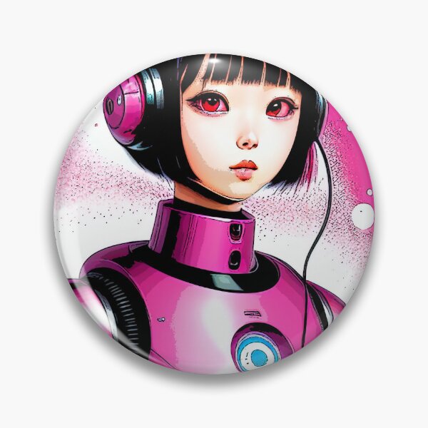 Item preview, Hot Pink Cyborg looking at you with headphones on - Pop Art designed and sold by SpartanDStore.