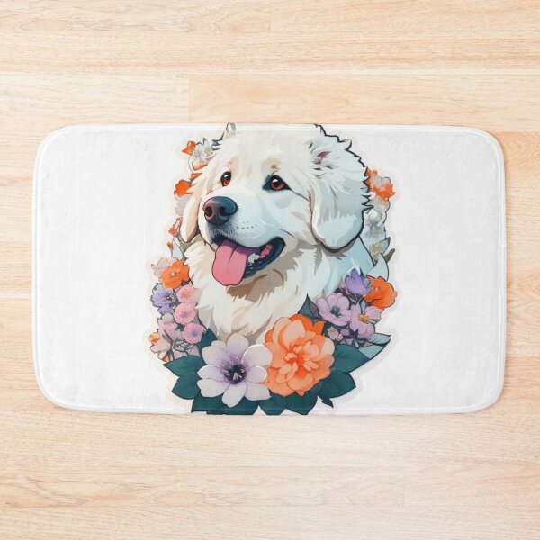 Item preview, Charming Pyrenees Dog Puppy with Watercolor Flowers  designed and sold by YourNameMatters.
