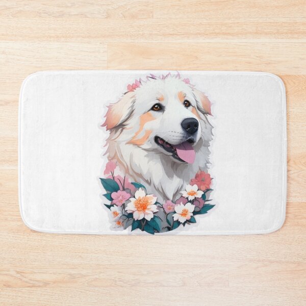 Item preview, Charming Pyrenees Dog Puppy with Watercolor Flowers  designed and sold by YourNameMatters.