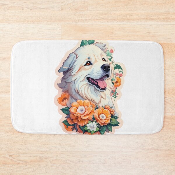 Item preview, Lovely Pyrenees Dog Puppy with Watercolor Flowers  designed and sold by YourNameMatters.
