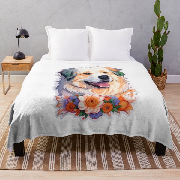 Item preview, Lovely Pyrenees Dog Puppy with Watercolor Flowers designed and sold by YourNameMatters.