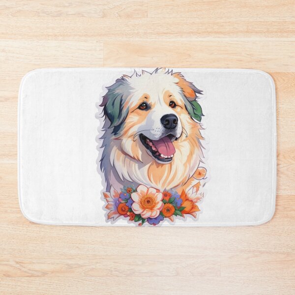 Item preview, Lovely Pyrenees Dog Puppy with Watercolor Flowers  designed and sold by YourNameMatters.