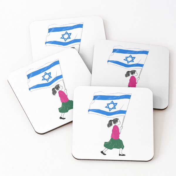 Item preview, Girl running with big israeli flag designed and sold by Ekaterina Khozatskaya.