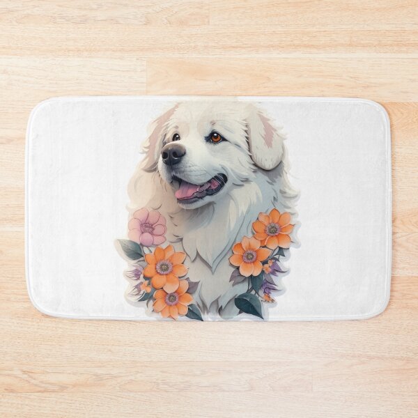Item preview, Lovely Pyrenees Dog with Watercolor Flowers  designed and sold by YourNameMatters.