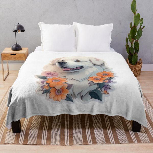 Item preview, Lovely Pyrenees Dog with Watercolor Flowers designed and sold by YourNameMatters.