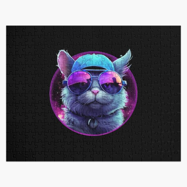 Artikel-Vorschau von Coole Katze mit Brille in lila Farbe, designt und verkauft von Selfion.