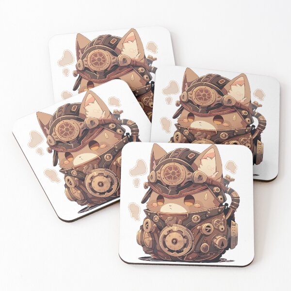 Item preview, Cute Steampunk Cat in a Mechanical Pot designed and sold by CozyKawaiiArt.