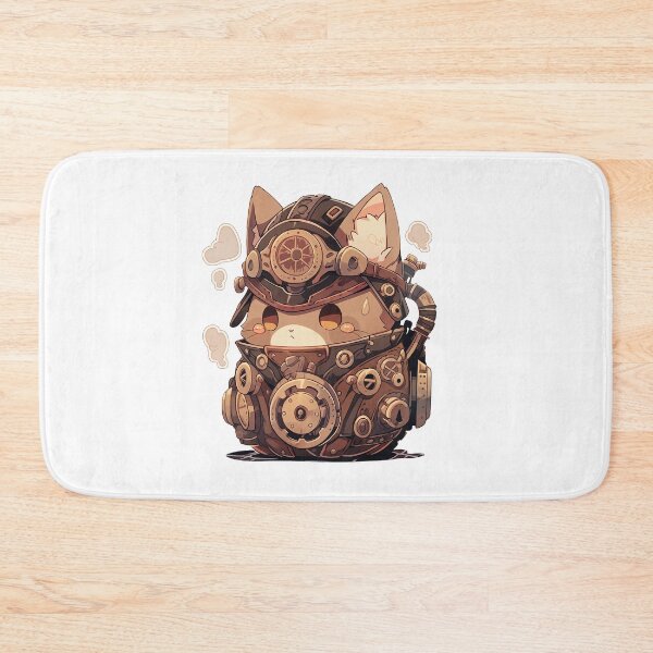 Item preview, Cute Steampunk Cat in a Mechanical Pot designed and sold by CozyKawaiiArt.
