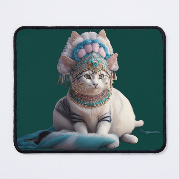 Item preview, Charming Pastel Cat in Intricate Indian Headdress designed and sold by AFUNARTZ.