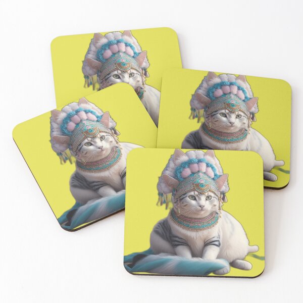 Item preview, Charming Pastel Cat in Intricate Indian Headdress designed and sold by AFUNARTZ.