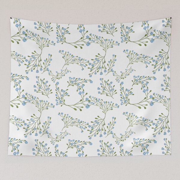 Item preview, Seamless pattern with cute blue flowers designed and sold by pinkyfish1010.