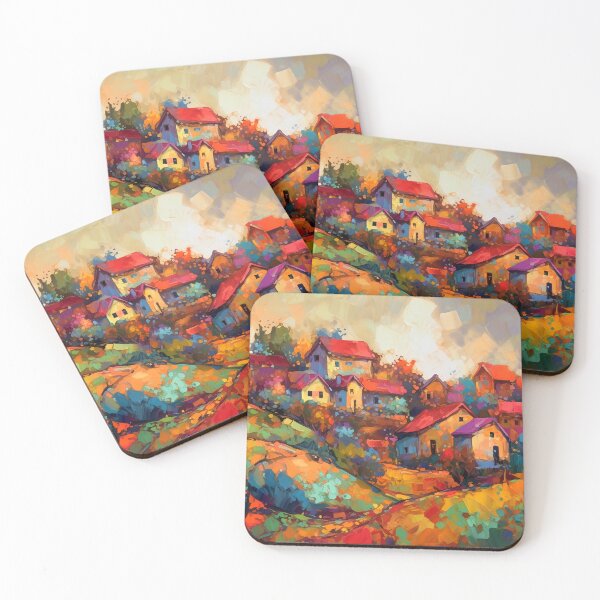 Item preview, Countryside village at sunset 6 designed and sold by Red Witch Art.