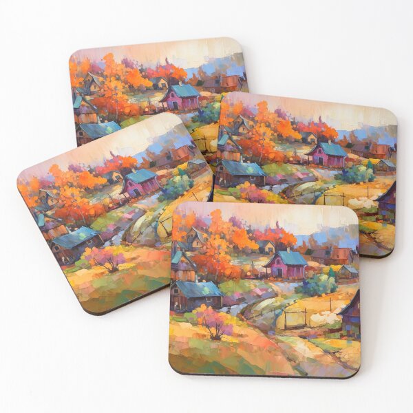 Item preview, Countryside village at sunset 7 designed and sold by Red Witch Art.