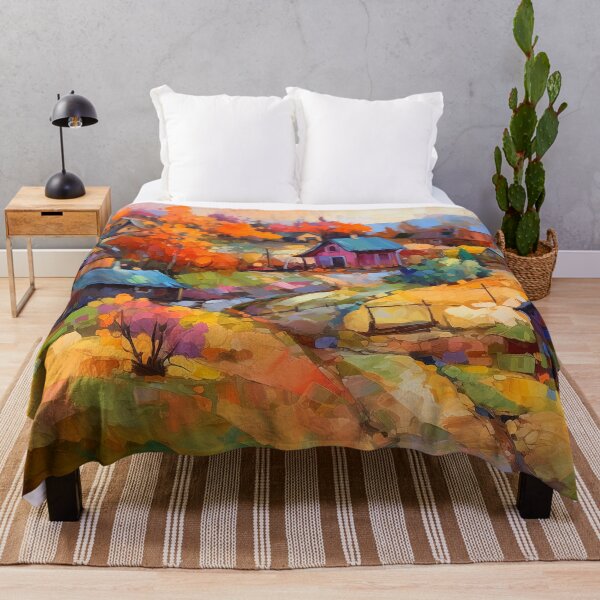 Item preview, Countryside village at sunset 7 designed and sold by Red Witch Art.