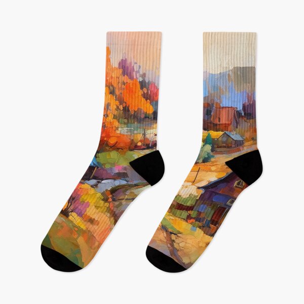 Item preview, Countryside village at sunset 7 designed and sold by Red Witch Art.