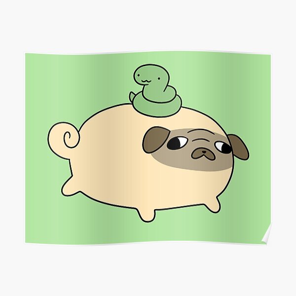 Chubby Pug and Little Snake Poster