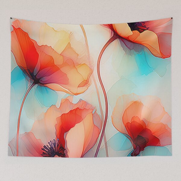 Item preview, Red Inky Poppies 1 designed and sold by Red Witch Art.