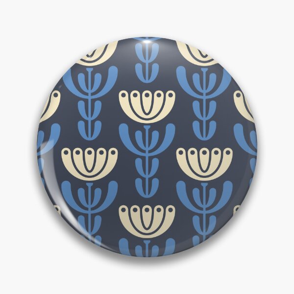 Item preview, KF 0105 A - Vintage Retro 70s Modern Geometric Floral Pattern in Blue designed and sold by KhakiFinch.