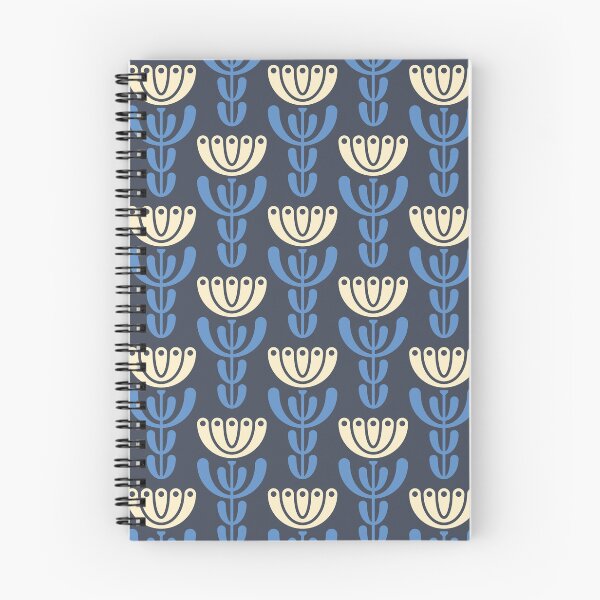 Item preview, KF 0105 A - Vintage Retro 70s Modern Geometric Floral Pattern in Blue designed and sold by KhakiFinch.