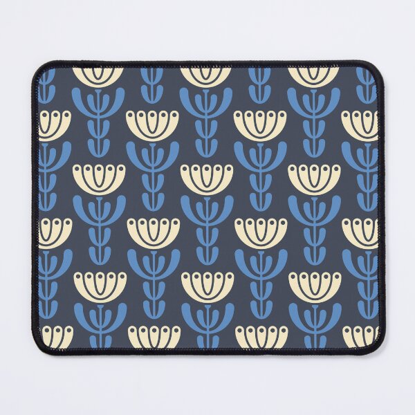 Item preview, KF 0105 A - Vintage Retro 70s Modern Geometric Floral Pattern in Blue designed and sold by KhakiFinch.