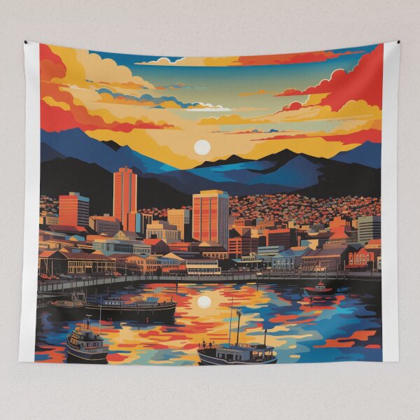 Item preview, A Pop Art Travel Print of Hobart - Australia designed and sold by StudioRedKoala.
