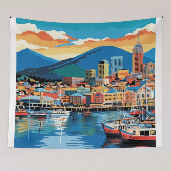 Item preview, A Pop Art Travel Print of Hobart - Australia designed and sold by StudioRedKoala.