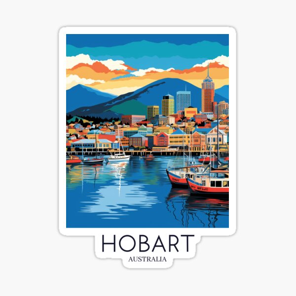 Item preview, A Pop Art Travel Print of Hobart - Australia designed and sold by StudioRedKoala.