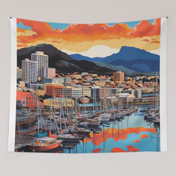 Item preview, A Pop Art Travel Print of Hobart - Australia designed and sold by StudioRedKoala.