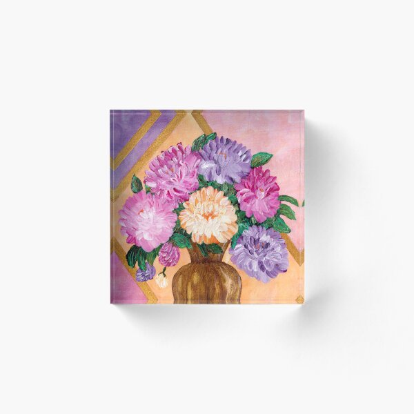 Item preview, Peonies In Bronze Vase - Acrylic Painting designed and sold by GemStudios.