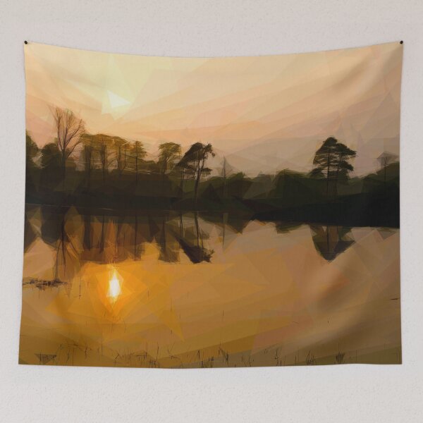 Item preview, Trees and sunset in mist. Image created using geometric shapes designed and sold by EdgyEdgeArt.