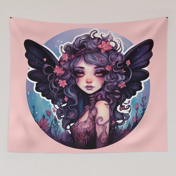 Item preview, Adorable Pastel Goth Magical Fairy in Midnight Garden designed and sold by 20th-eclipse.