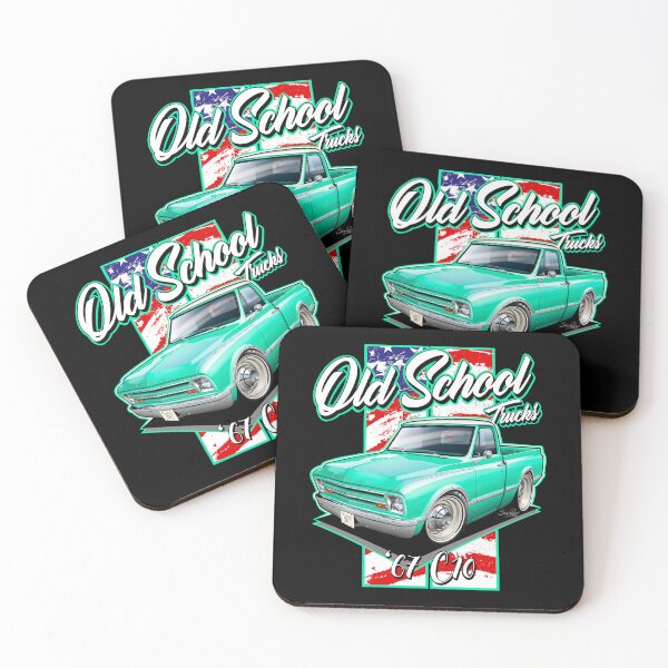 Item preview, Cartooned artwork of the Iconic 1967 Chevy C10 (Light Green) designed and sold by Petrolhead T-Shirts and Art.