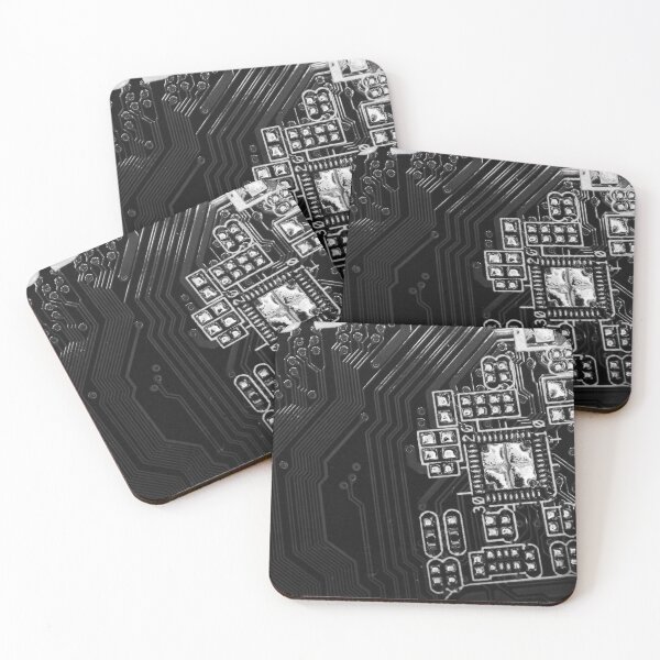 Motherboard PCB - Black and White Version Coasters (Set of 4)