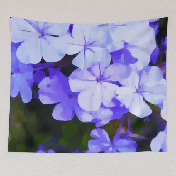 Aperçu de l'œuvre Fleurs de Plumbago bleu au soleil. Image créée à l'aide de formes géométriques créée et vendue par EdgyEdgeArt.