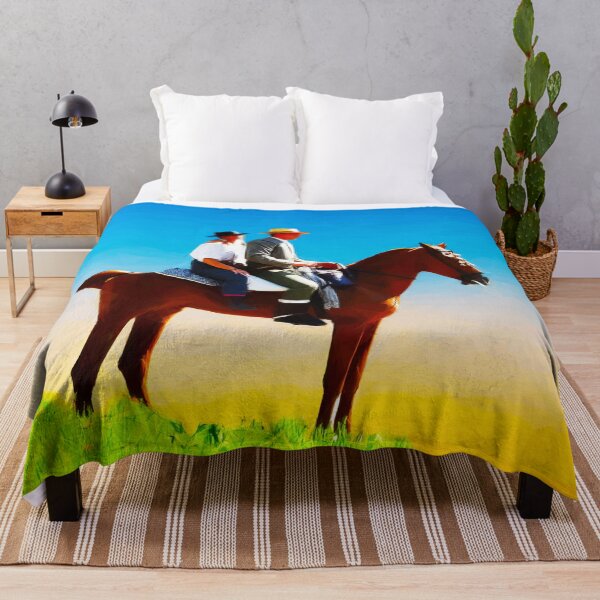 Item preview, Spanish couple on a horse at sunrise. Image created using geometric shapes designed and sold by EdgyEdgeArt.